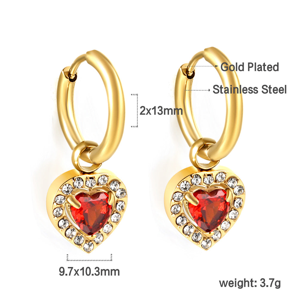 2x13mm circle with heart-shaped diamond + white diamond hoop earrings asonjewelry